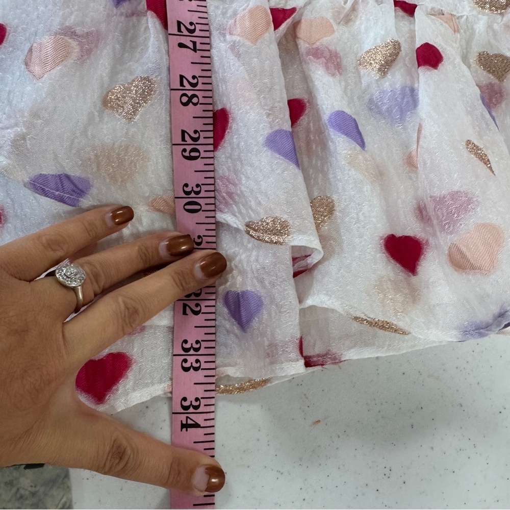 Buddy Love Norma Ruffle Short Dress Kissing Booth Heart Print White Pink - Picture 13 of 15